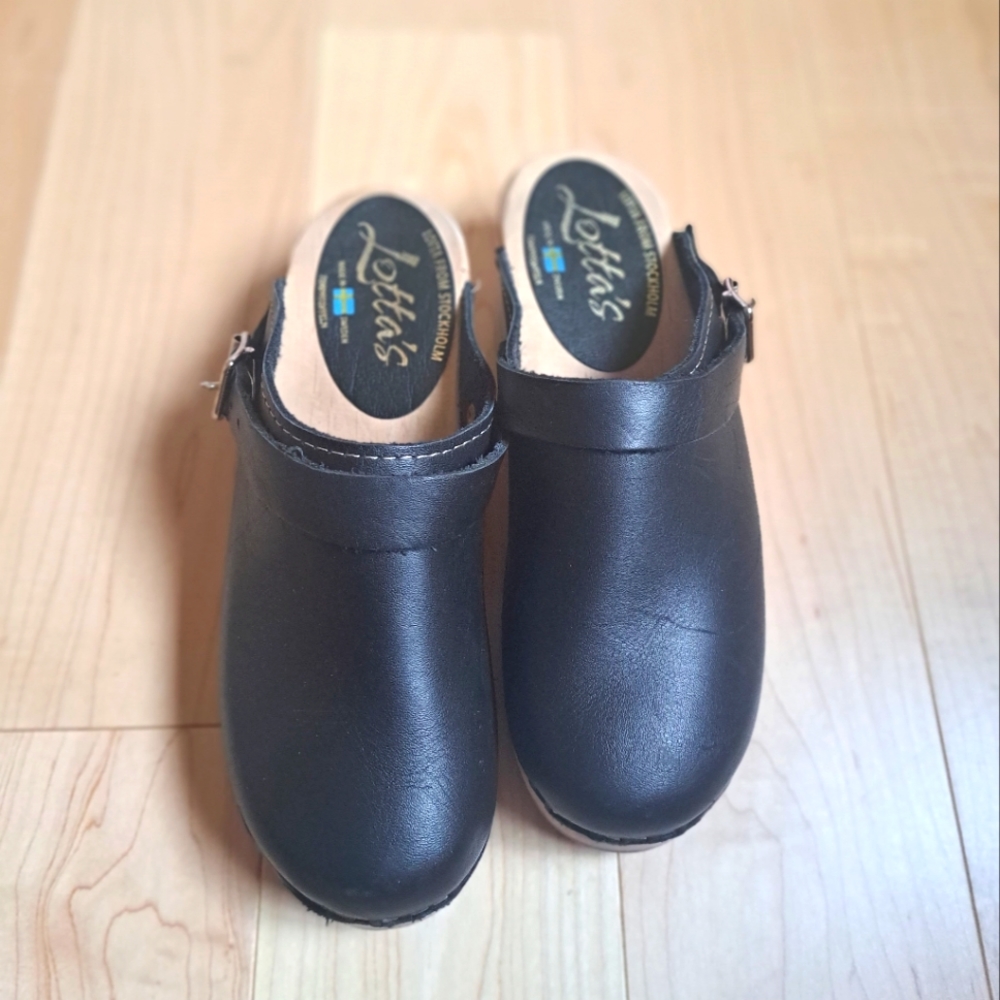 Lotta From Stockholm Black Leather Clogs 37